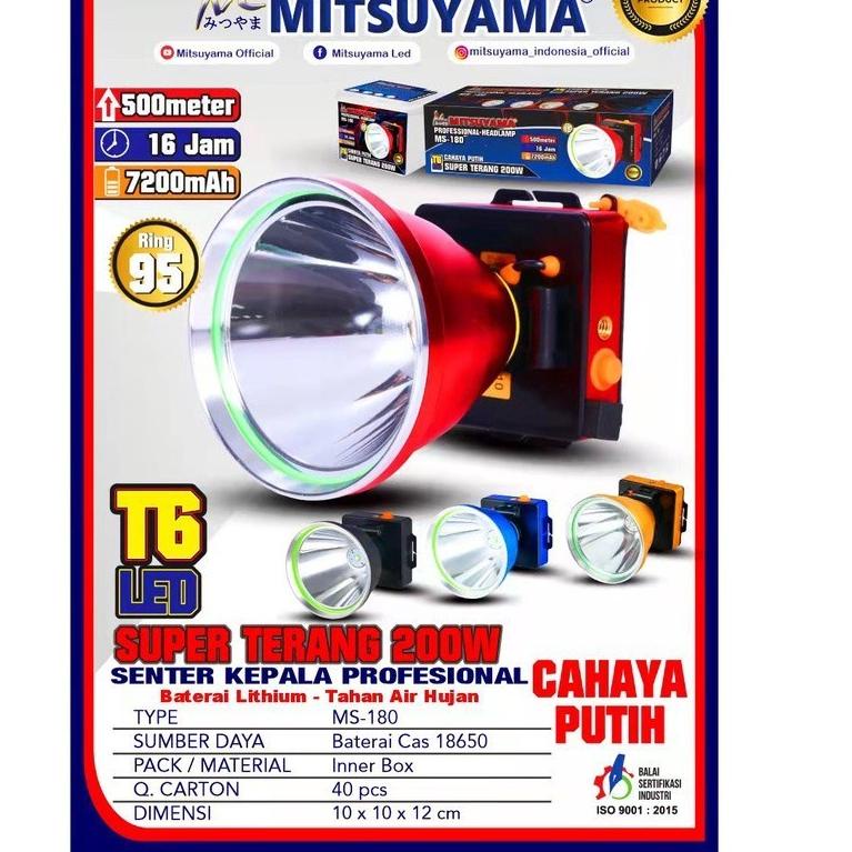 Update Terbatas COD SENTER KEPALA 200 WATT MITSUYAMA MS-180 CAHAYA PUTIH 200 WATT PROFESSIONAL HEADL