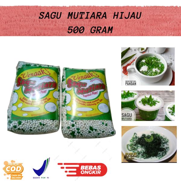 

Sagu Mutiara HIJAU 500 gram Cap Uenaakk topica pearl | Sagu mutiara pacar cina Sekoteng Dawet Cendol Sagu Makanan Minuman Nusantara