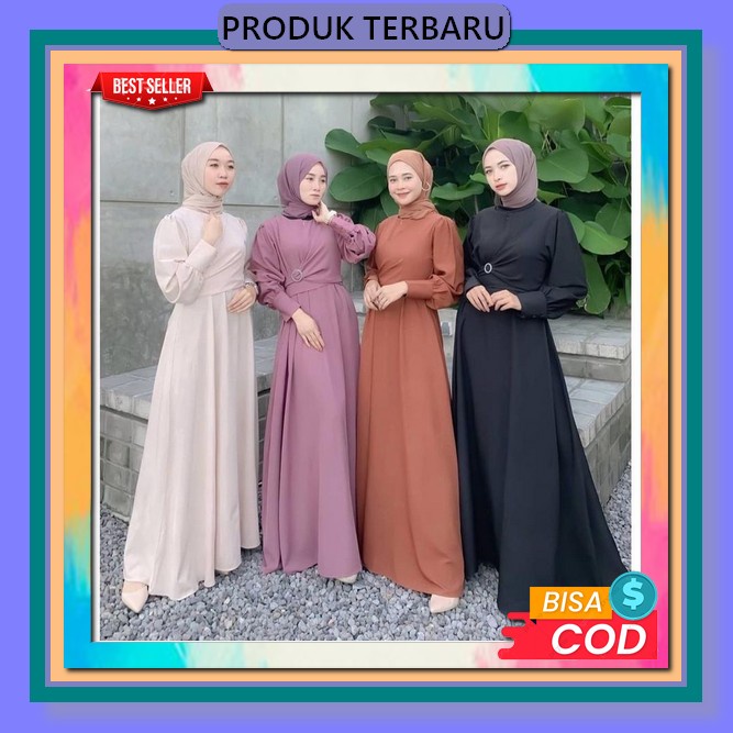 Model Gamis Terbaru 2023 Polos Simpel Modern Remaja Dress Eticha Wanita Muslim Pesta Elegan Mewah Ke