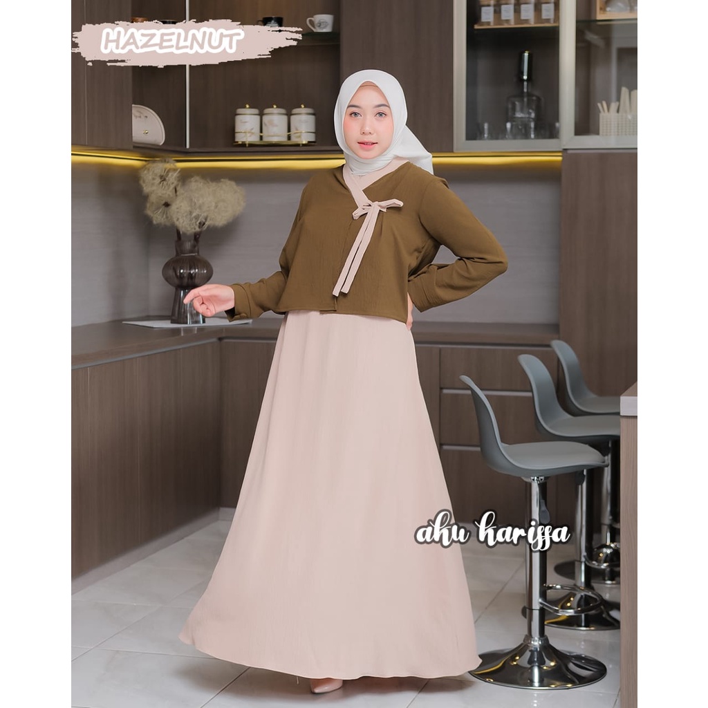 Gamis HARUKA AKU KARISSA cringkle premium dan monalisa mix wolfis syari  hanbook baju wanita muslim kiyowo korean style
