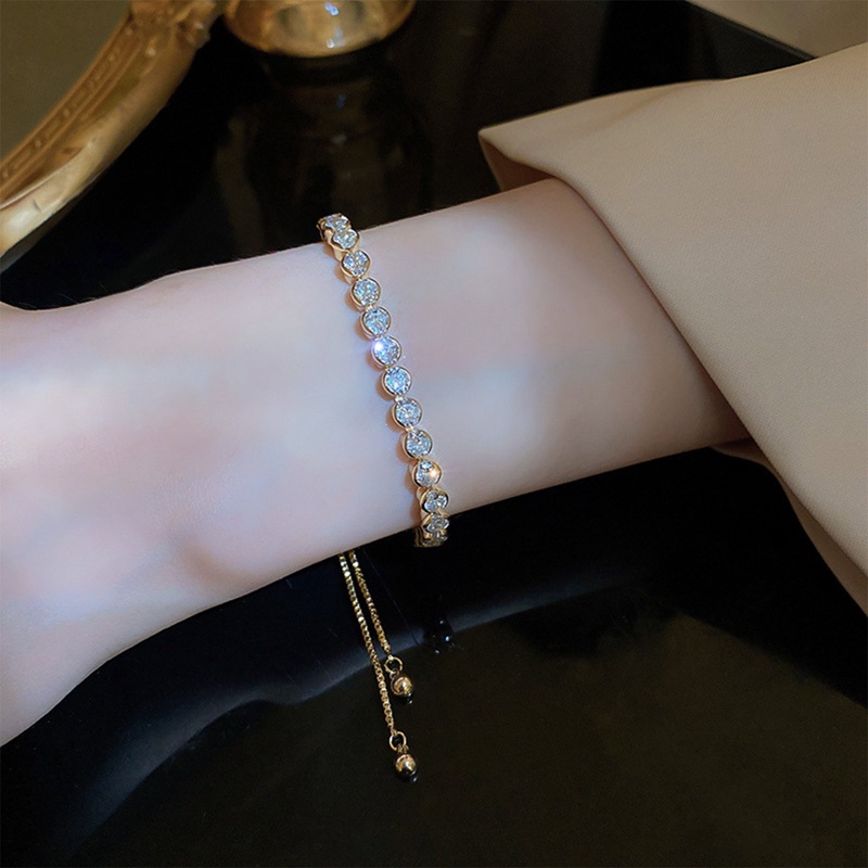 Mewah Berkilau Berlian Imitasi Gelang Wanita Gadis Geometris Halus Adjustable Gelang Gaya Vintage Perhiasan Aksesoris Hadiah