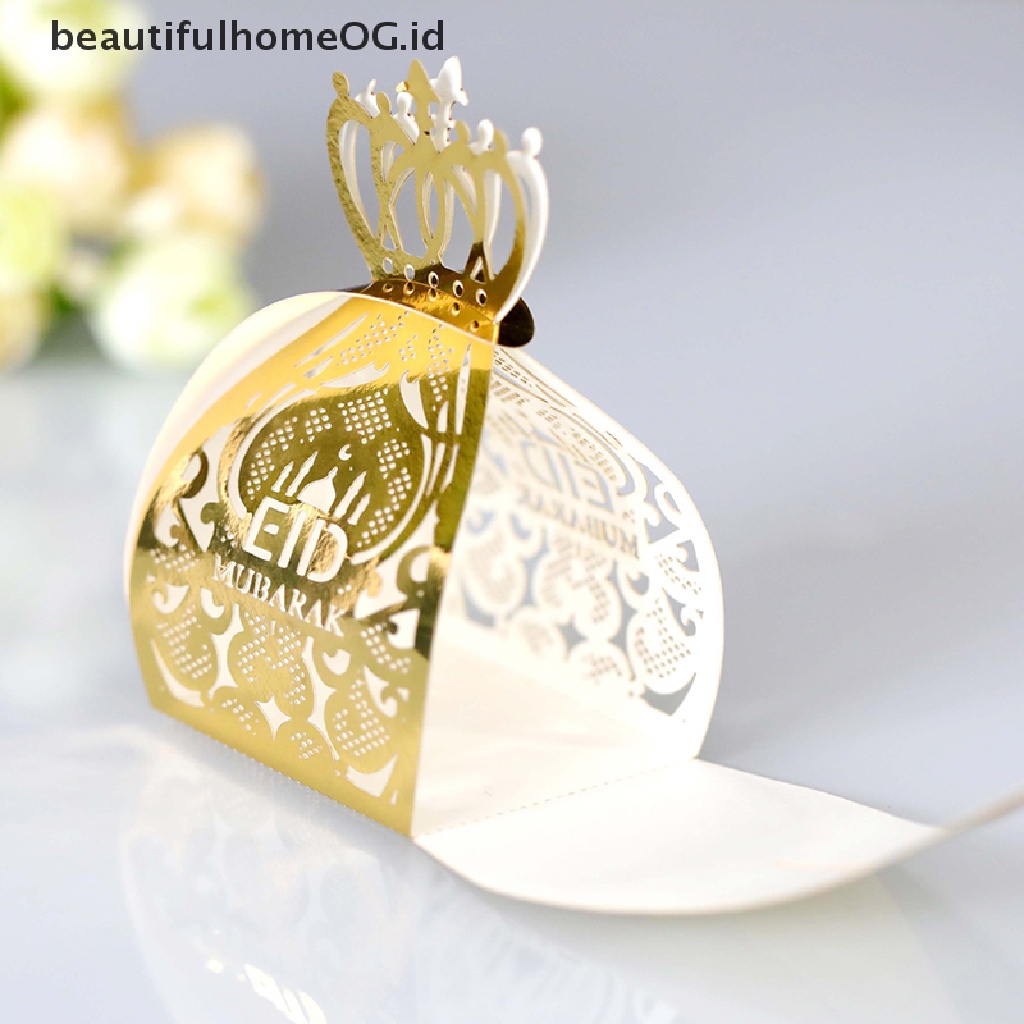// Beautifulhomeog.id// 10Pcs EID Mubarak Candy Box Gift Packaging Kotak Tas Perlengkapan Ramadhan Kareem **