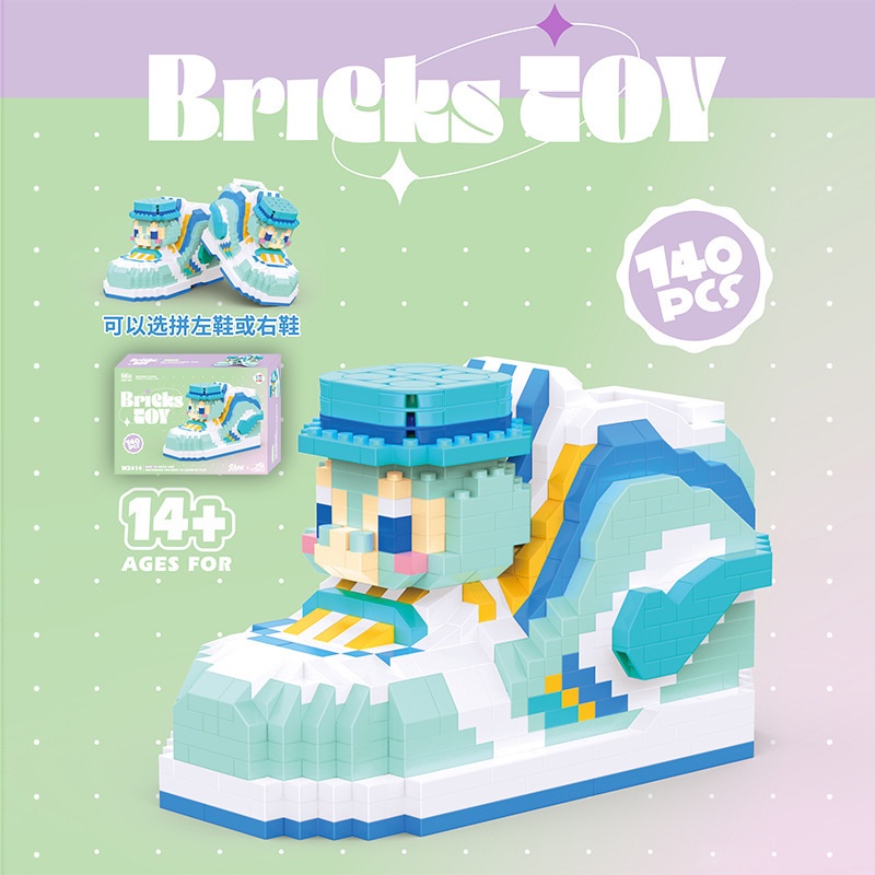 Fashion shoes series building block Mainan Hadiah