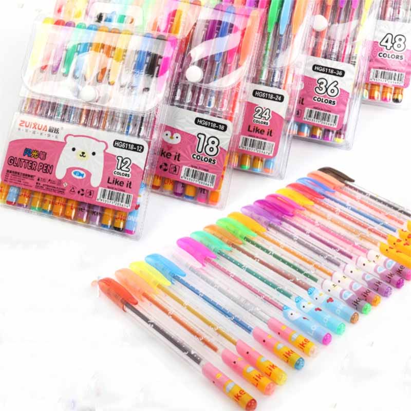 1 LUSIN 12PCS - PULPEN GEL GLITTER ZUIXUA SET 12 WARNA / PULPEN GLITTER WARNA WARNI / BOLPEN GEL GLITTER / GLITTER  PEN