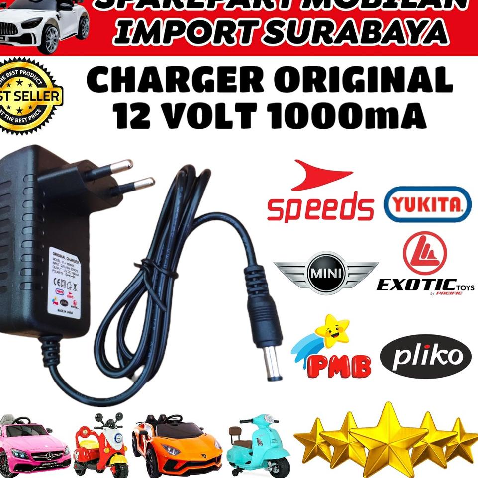 ✨ ORIGINAL CHARGER PLIKO ADAPTOR MOBIL MAINAN AKI CHARGE MOBILAN ANAK MOTOR 6 VOLT AUTO CUT 12 VOLT 