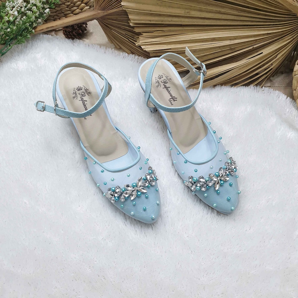 Sepatu wedding pesta cantik babyblue 7cm tahu