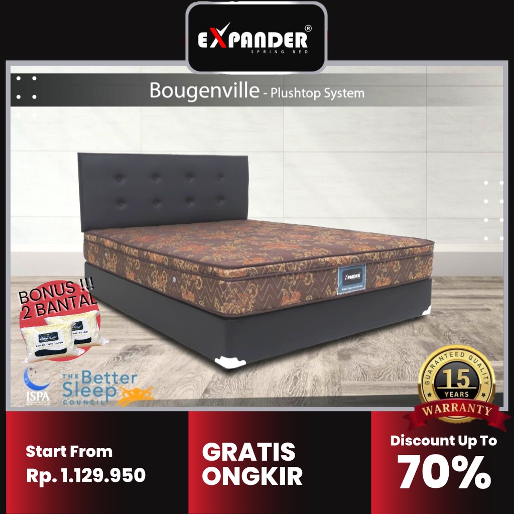 Expander Kasur Springbed Bougenville Matras Spring Bed PLUSHTOP Mattress - Pabrik Springbed Murah
