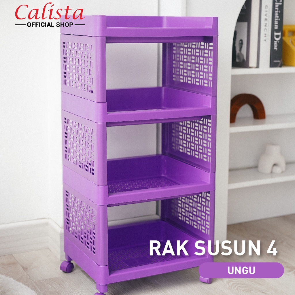 Jual Rak Susun Syari 4 Susun Tempat Penyimpanan Serbaguna Dengan Roda