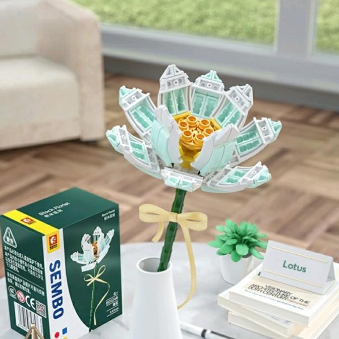 Kkv Sembo Building Block Flower Dekorasi Hiasan Bunga Lego - Lotus