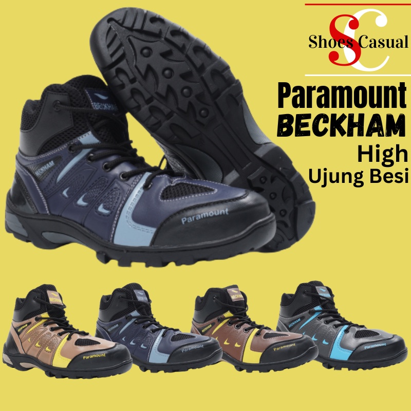 Sepatu Pria Naik Hiking Gunung Paramount Beckham Model Di atas Pergelangan Kaki Safety Ujung Besi Terlaris