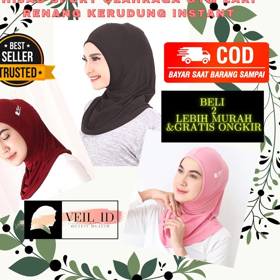 New Hijab Sport Jilbab Kerudung Instan Sporty Olahraga Jogging Zumba Senam Gym Lari Renang Sepeda De
