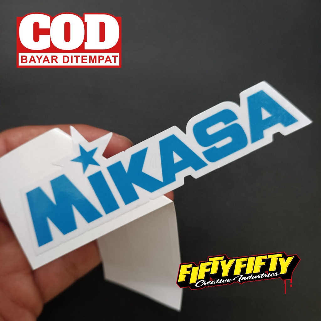 Stiker Print Cut MIKASA Stiker Printing Laminasi Glossy Stiker Motor Mobil Helm Sudah Membentuk Pola Desain