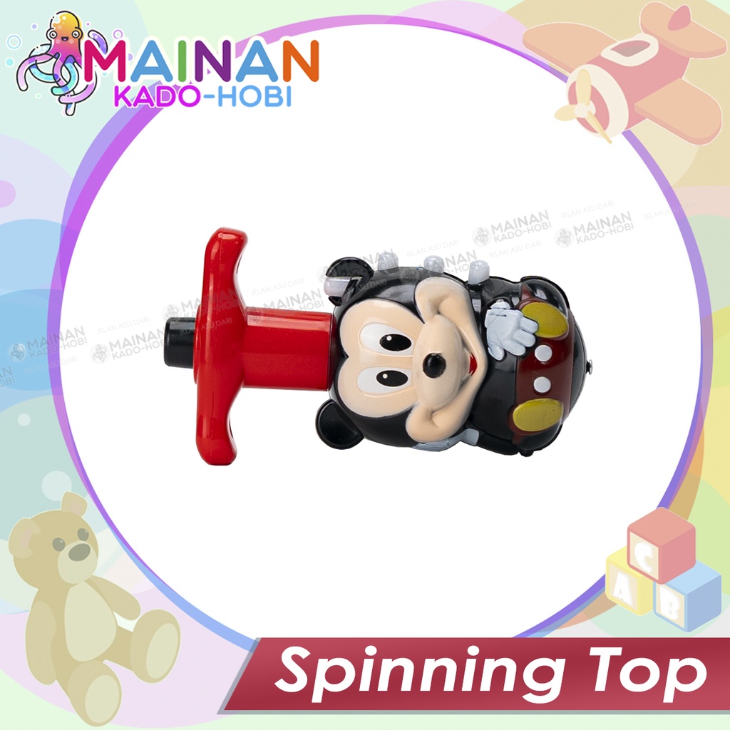 HADIAH ULANG TAHUN MAINAN ANAK FLASHING TOP GASING PUTAR KARAKTER MICKEY MOUSE