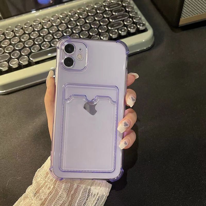 1PC Airbag Casing hp iPhone Case Iphone 7 8 Plus X XR XS Max 11 Pro Max Phone Case Black Purple Card bag