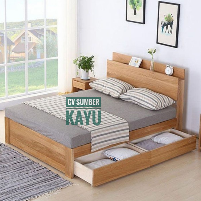 Best Seller Dipan Kayu Minimalis Dengan Laci Uk 180X200