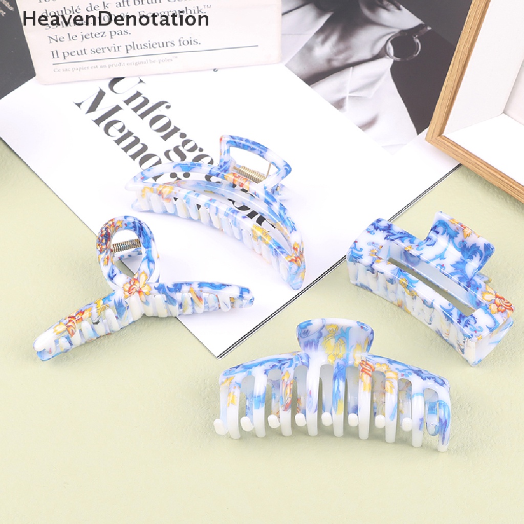 [HeavenDenotation] Biru Dan Putih Porselen Negara Gaya Pasang Ambil Klip Temperamen Hiasan Kepala HDV