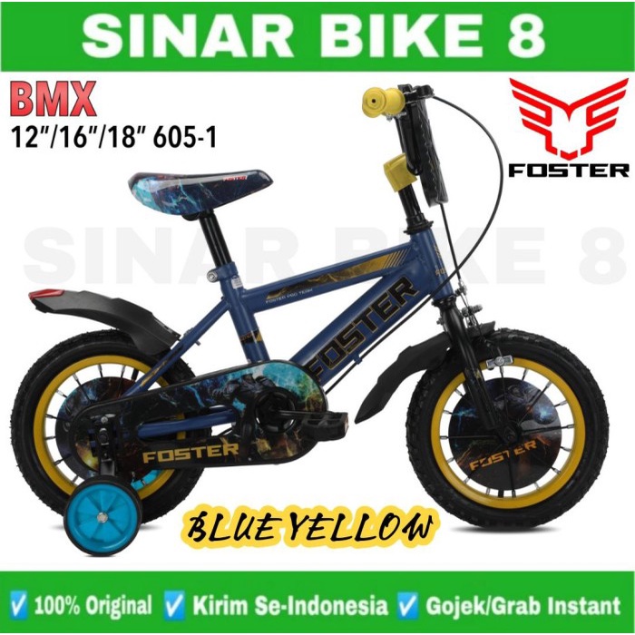 Sepeda Anak Laki BMX FOSTER 605 1 Ukuran 12 16 18 Inch Usia 2-8 Tahun