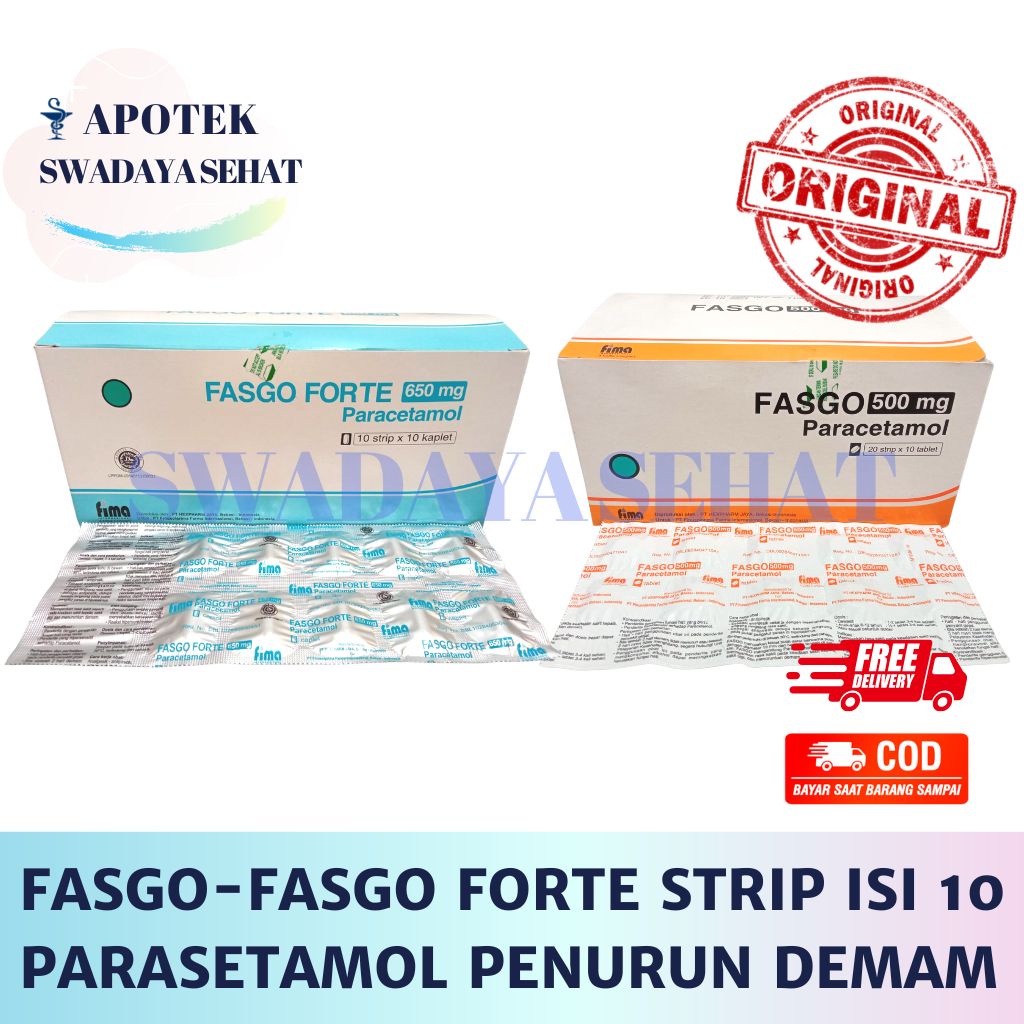 FASGO - FASGO FORTE Strip Isi 10 Tablet - Parasetamol 650Mg 500 mg Penurun Panas Demam