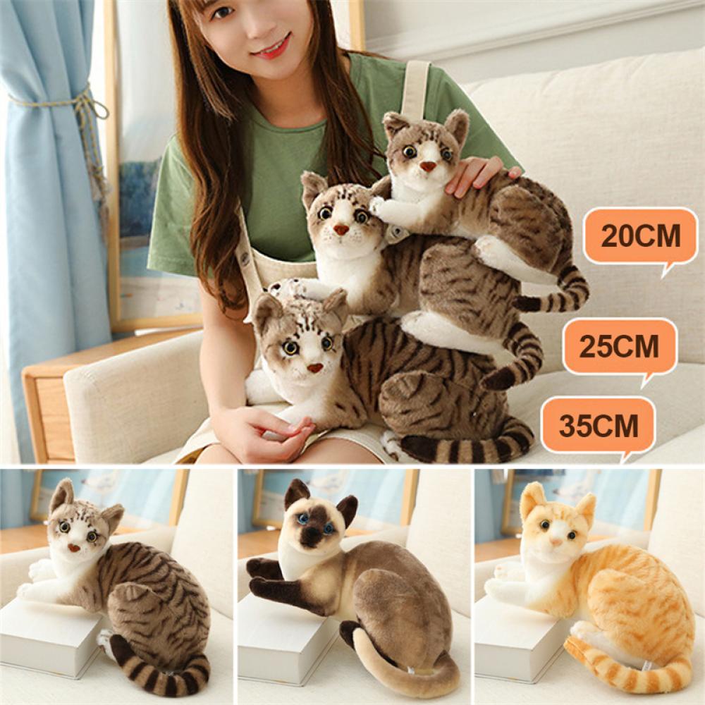 Timekey Manusia Hidup Kucing Siam Mainan Mewah Simulasi American Shorthair Cat Boneka Boneka Mainan Hewan Peliharaan Dekorasi Rumah Untuk Ulang Tahun Anak P5Z5