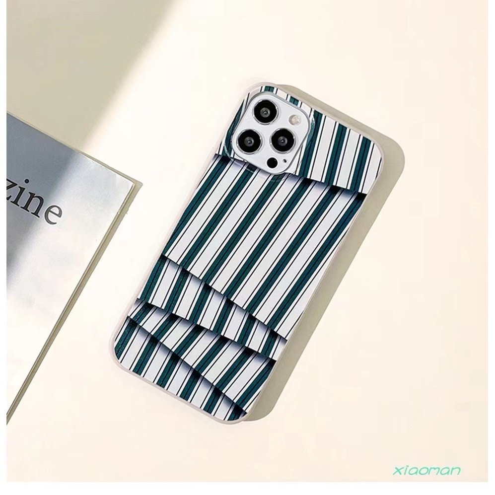 IPHONE Ins Pola Tumpuk Cocok Untuk Iphone14 14pro 14plus 13 13mini 13pro 13prm iPhone12 7Plus 8Plus Xr XS 13 12mini Pro Max Empat Sudut Casing Ponsel Tahan Guncangan