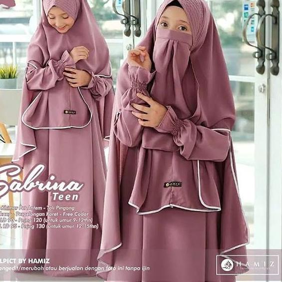 ➤ SABRINA TEEN SYARI gamis anak remaja set khimar wolfis cadar niqab ➼