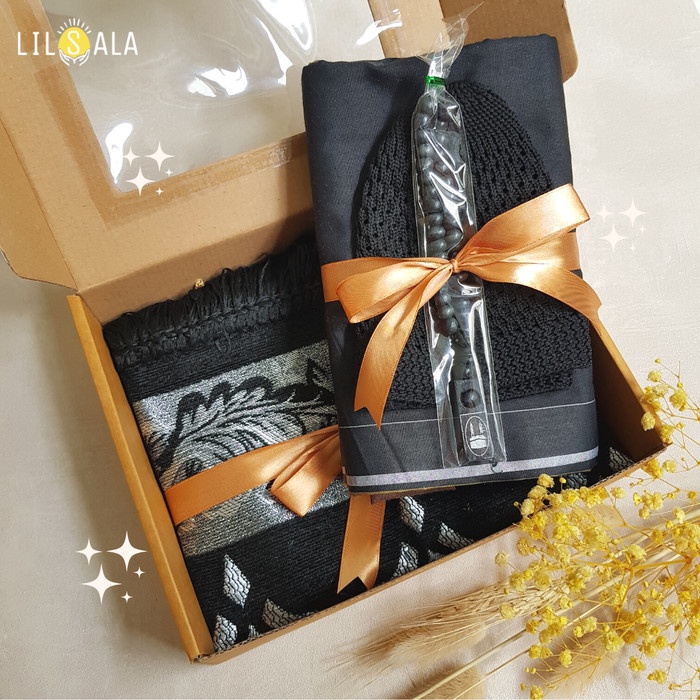 Sajadah [Bklfsph] Hampers Kado Cowok Paket Sajadah, Sarung, Peci, Tasbih Box