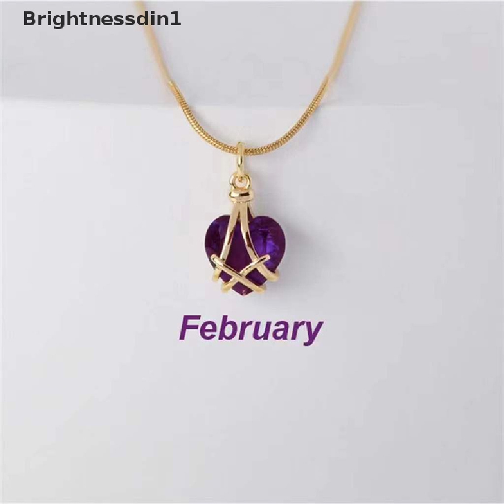 [Brightnessdin1] 18k Gold Plated Barbie Diamond Castle Kalung Pink Kristal Hati Birthstone Liontin Baja Titanium Butik