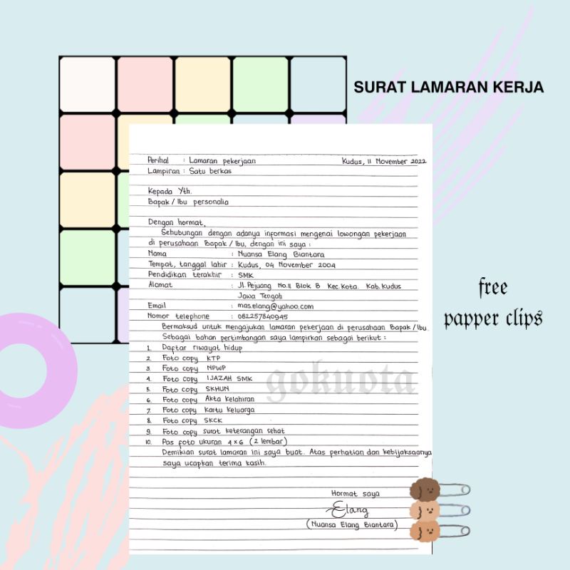 JASA TULIS SURAT LAMARAN KERJA RAPI | JASA TULIS TANGAN