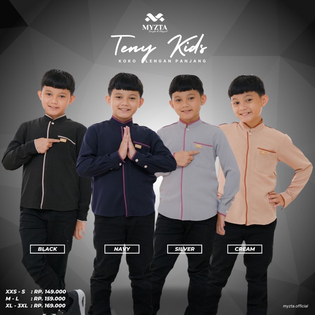 Myzta Teny Atasan Koko Panjang Boy Anak Kids Silver Green Black Cream Navy