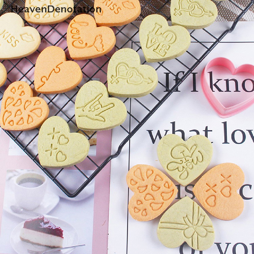 [HeavenDenotation] 10pcs/set Valene's Day Heart Cookie Mold Love You Letter Heart Fondant Stamp HDV