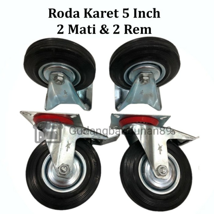 Roda Troli Trolley Etalase Karet Xanders Hitam 5 In Set Rem Mati