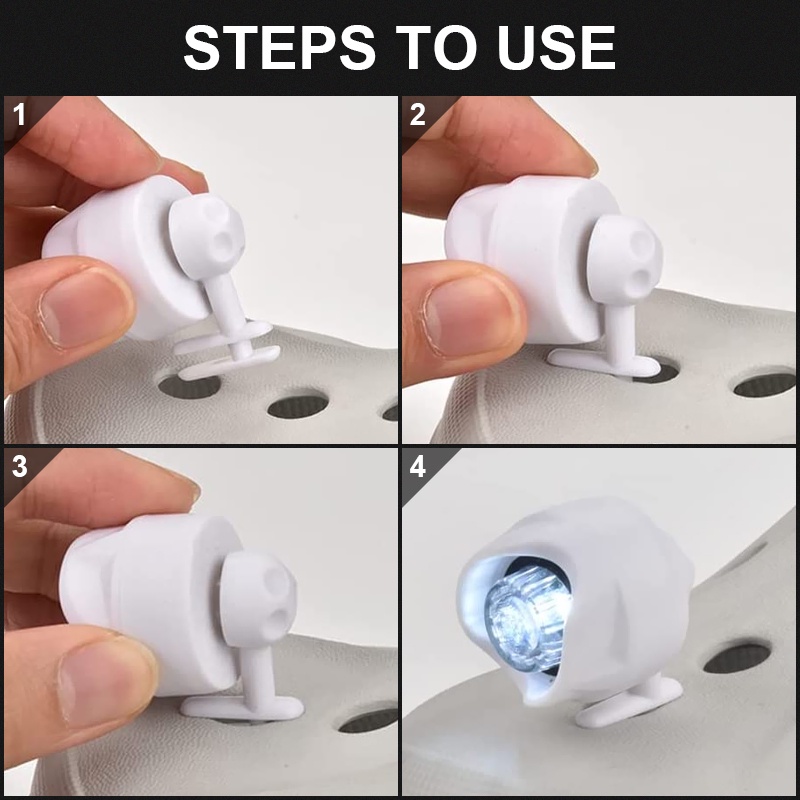 3mode Pencahayaan Lubang Lampu Sepatu Pesona Sepatu Dekorasi Aksesoris Peralatan Berkemah Anak-Anak Menjalankan Malam Luar Ruangan Berjalan Pencahayaan Tahan Air Lampu Crocs