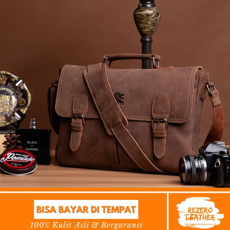 PALING DICARI TAS SELEMPANG KERJA / KANTOR / LAPTOP PRIA BAHAN 100% FULL KULIT SAPI ASLI ORIGINAL RE