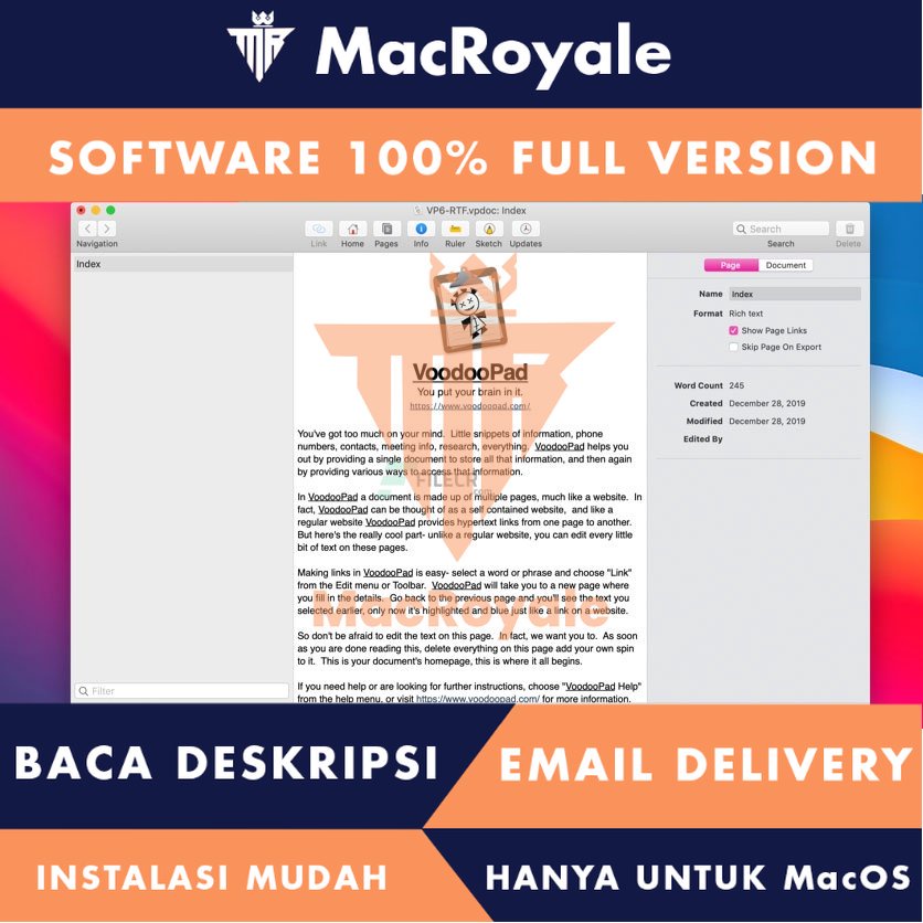 [MacOS] VoodooPad Full Version Lifetime Full Garansi