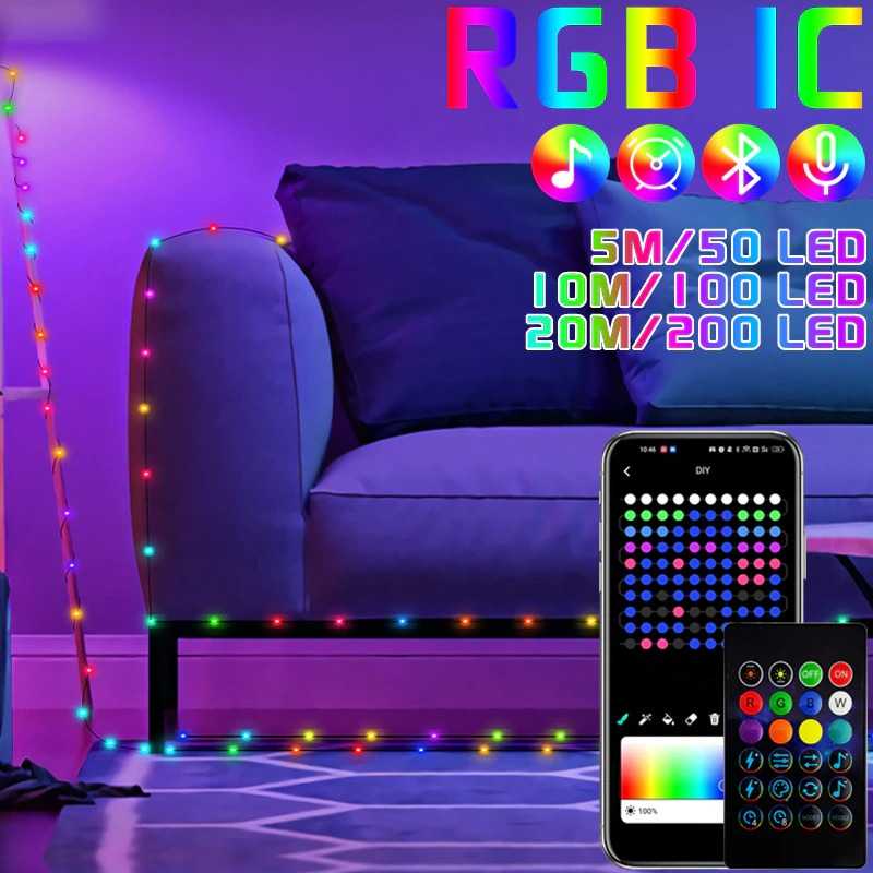 Lampu Hias String Lights RGB Smart Bluetooth with Remote Control Lamp Kerlap Kerlip Hiasan Dinding Kamar Multifungsi