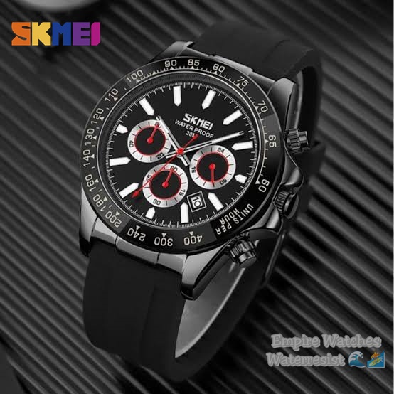 Jam Tangan Skmei 9275 Pria Cowok Analog Tanggal dan Chrono Aktif Strap Rubber Kualitas Original Wate