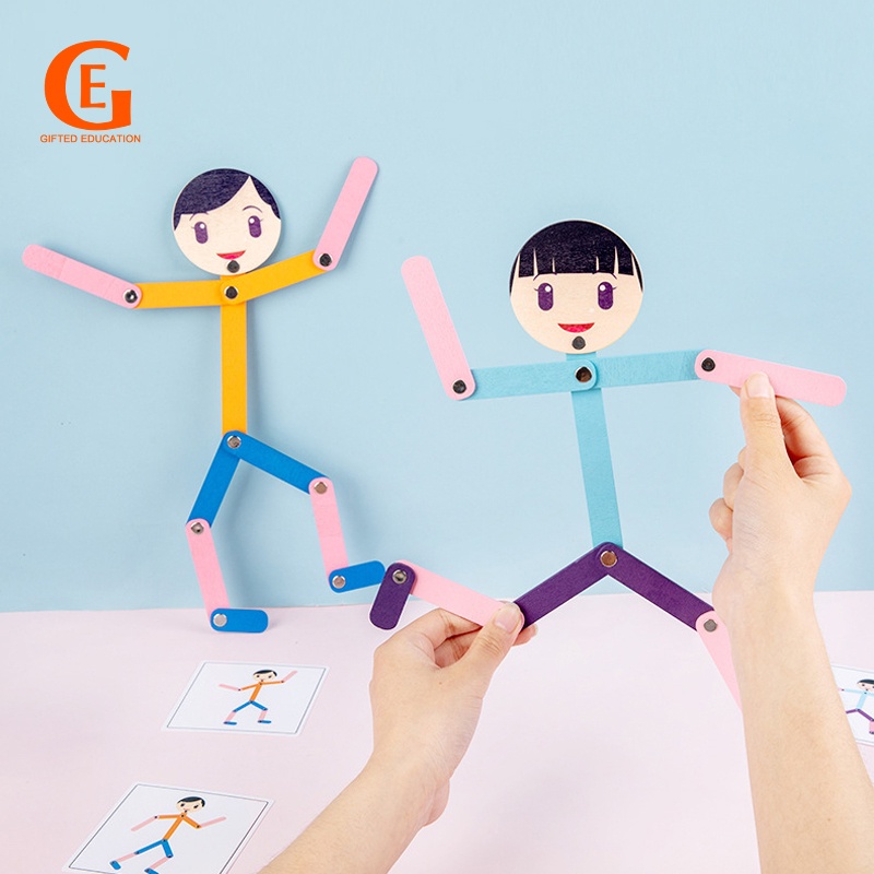 Anak-anak DIY Bergerak Kayu Laki-Laki Jigsaw Puzzle Papan Pendidikan Awal Belajar Mainan Montessori Permainan Pelatihan Motor Halus