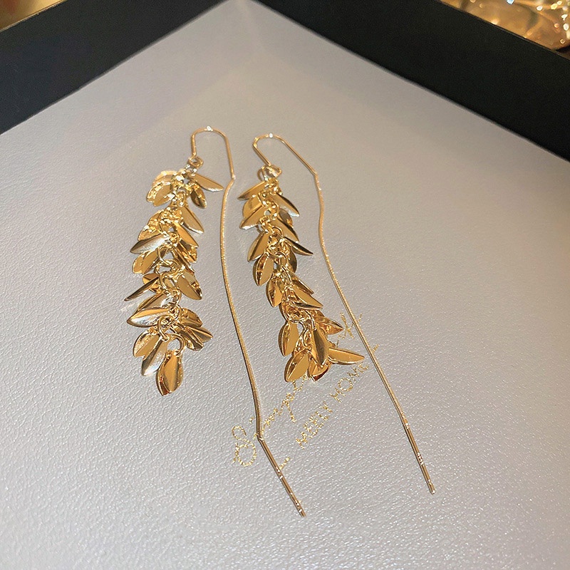 Daun Rumbai Ear Hook Garis Telinga Terintegrasi Fashion Korea Berkelas Anting Panjang