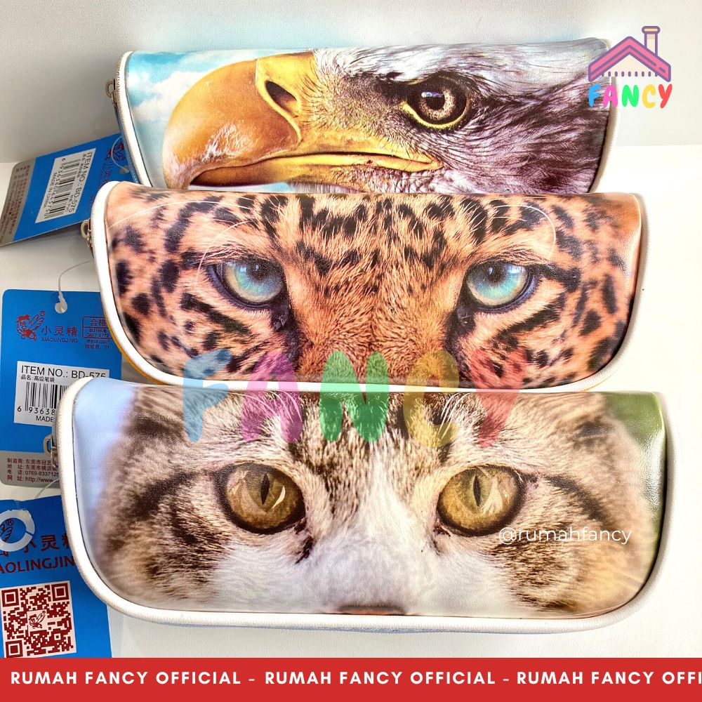 

Tempat Pensil Kotak Pensil Resleting PREMIUM Motif Animal Face / Hewan Kucing / Eagles Bentuk unik simple elegan