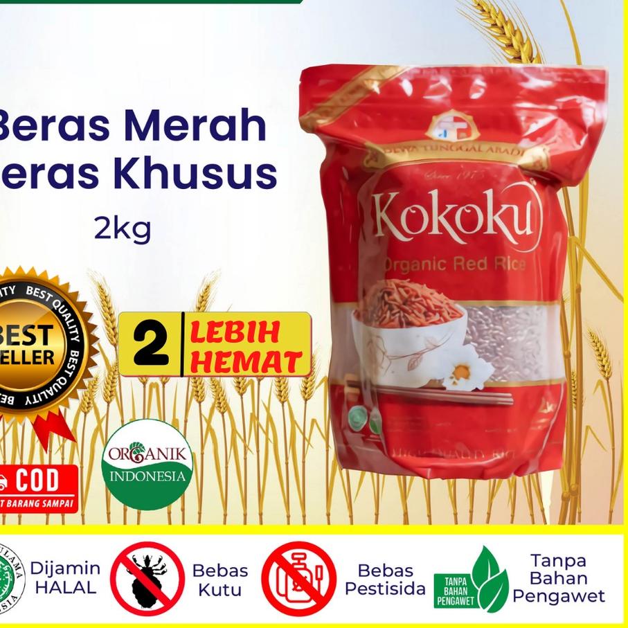 

Stok terbaru Beras Online - Beras Merah ORGANIC 2kg Vacuum Kokoku HALAL 