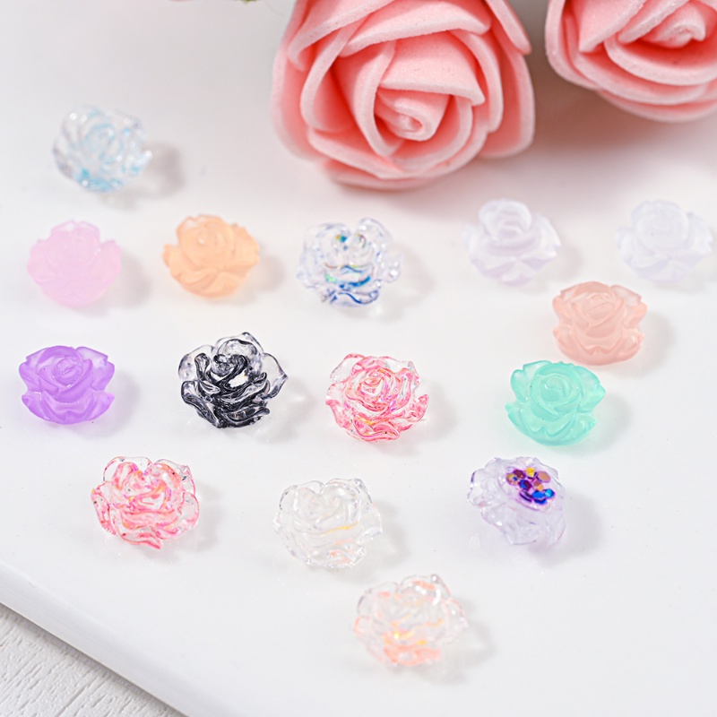 50 Pcs 8mm 3D Transparan Sequin Camellia Bunga Nail Art Bagian Aurora Pearlescent Putih Ungu Resin Dekorasi DIY Kuku Aksesoris