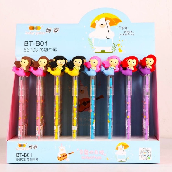 [ORGM] BISA PILIH WARNA MOTIF | Alat Tulis Kantor Perlengkapan Sekolah Pensil Cabut Pensil Karakter Lucu