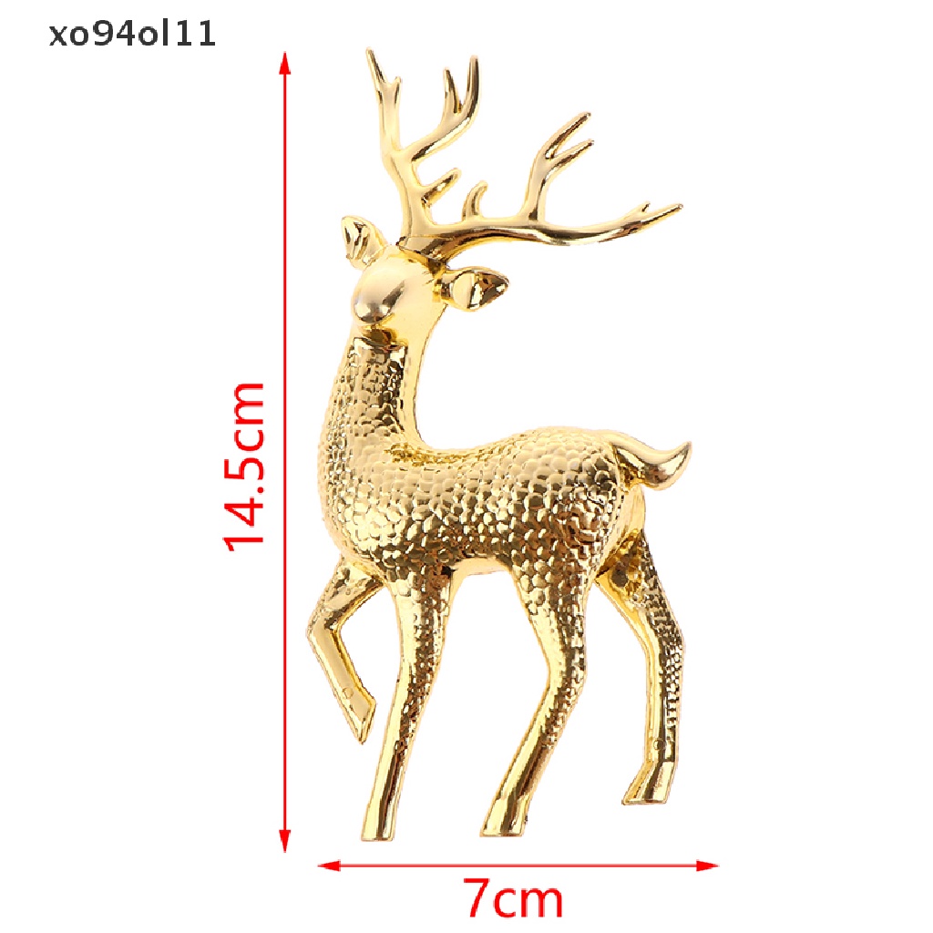 Xo 1pc Natal Elk Plastik Golden Cake Topper Dessert Dekorasi Hadiah Anak OL