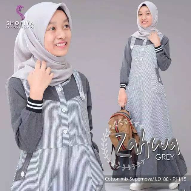 Gamis Zahwa Gamis Remaja tanggung / baju gamis Anak remaja bahan katun