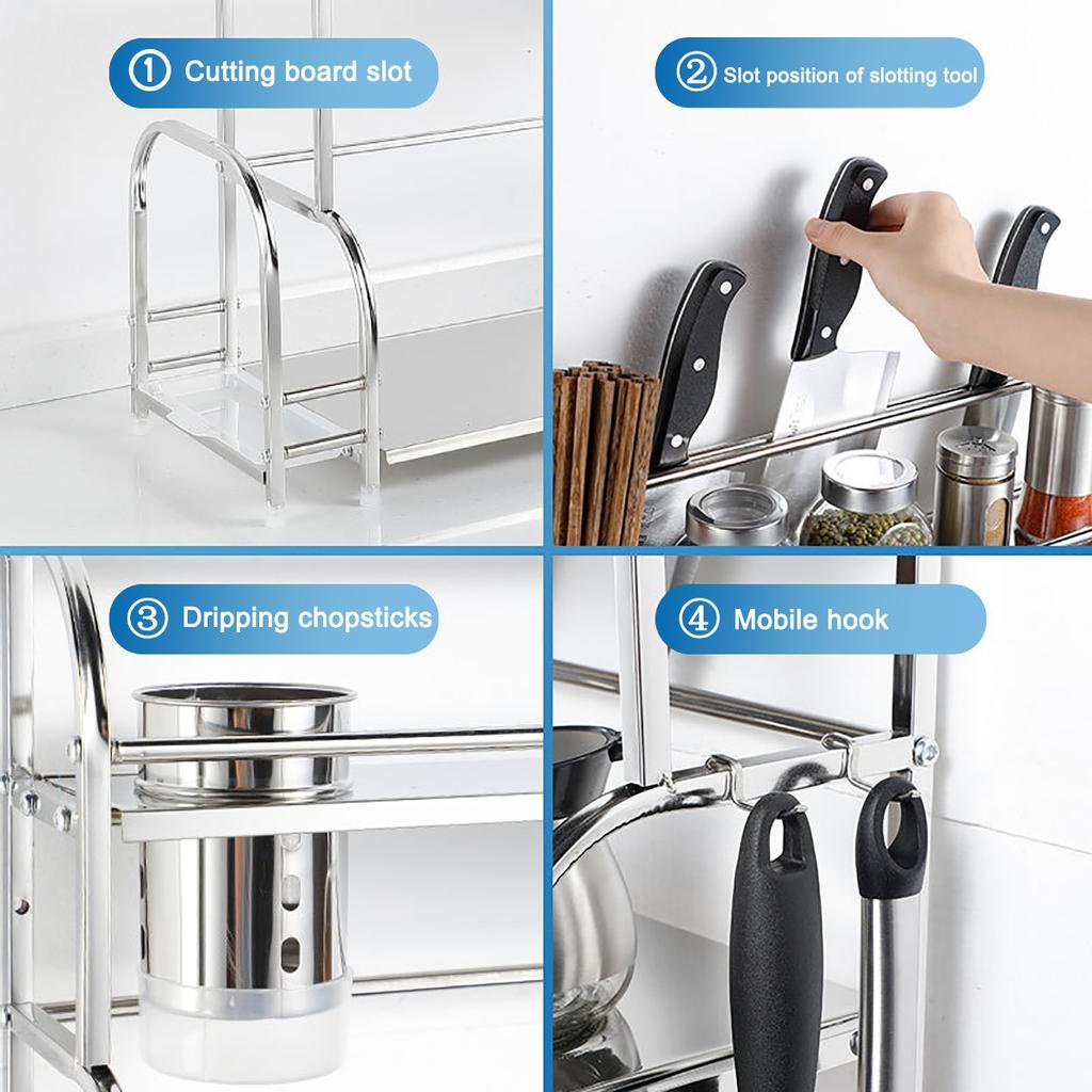 Rak Bumbu Masak Dapur Serbaguna Susun Tingkat Stainless Spice Rack