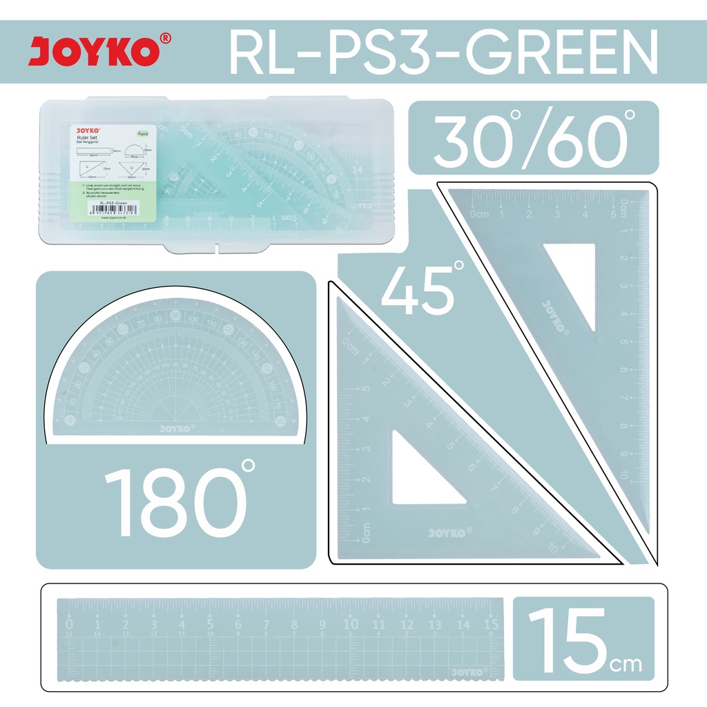 Ruler Penggaris Joyko RL-PS3 1 Set 4 Pcs