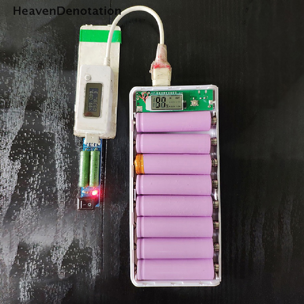 [HeavenDenotation] 8x18650 DIY Power- Bank Box Untuk CASE Dual USB Charger Untuk w/Lampu LED HDV