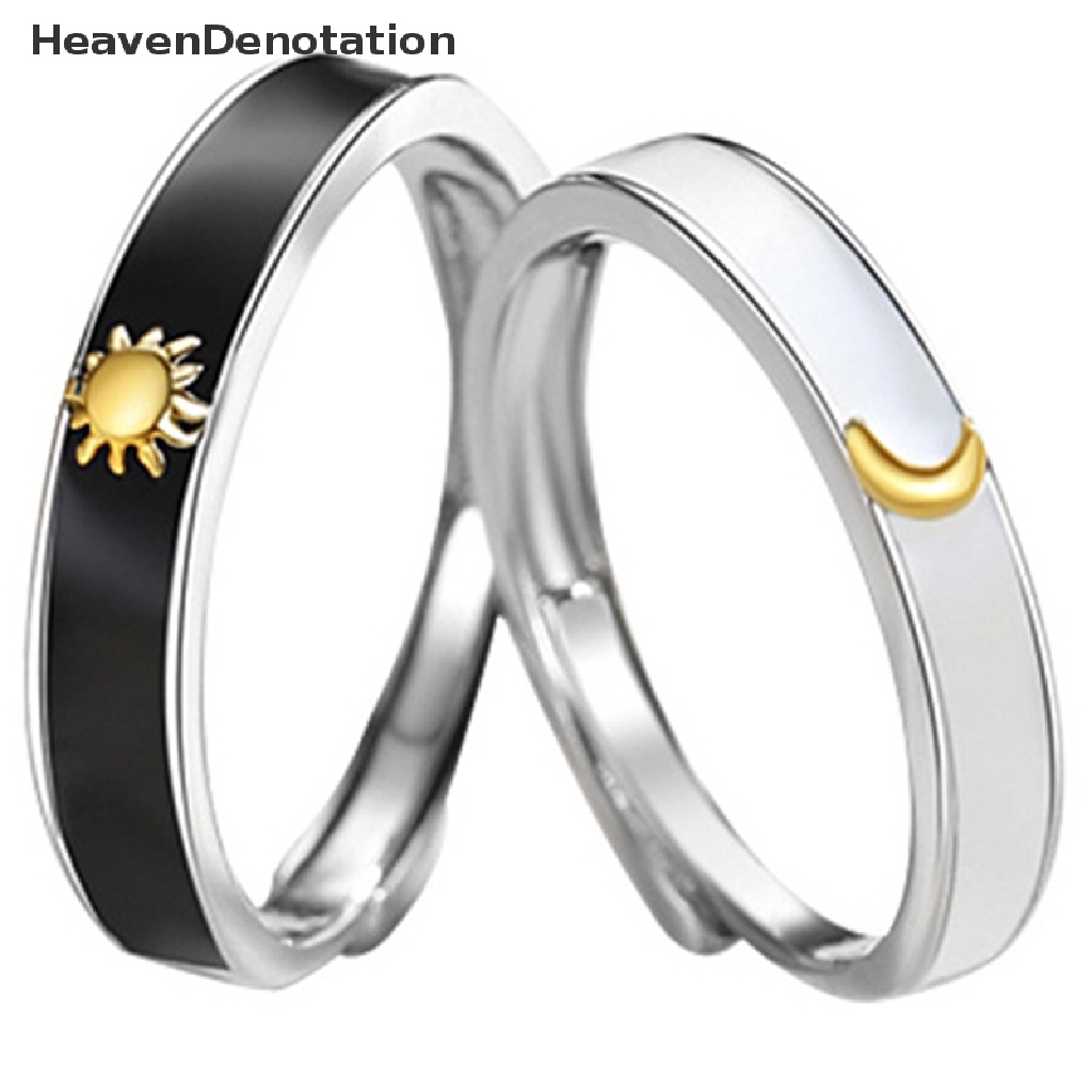 [HeavenDenotation] Bulan Pasangan Cincin Untuk Wanita Pria Yang Sesuai Dengan Jari Cincin Persahabatan Pertunangan Pernikahan Fashion Perhiasan Hadiah HDV