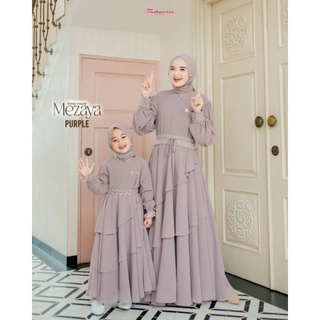 GAMIS COUPLE MOM &amp; KIDS CERUTY MIX RENDA/MIKAYLA SYARI SET HIJAB/DRESS MUSLIM LEBARAN/GAMIS SARIMBIT/FAR MOSLEMSTORE