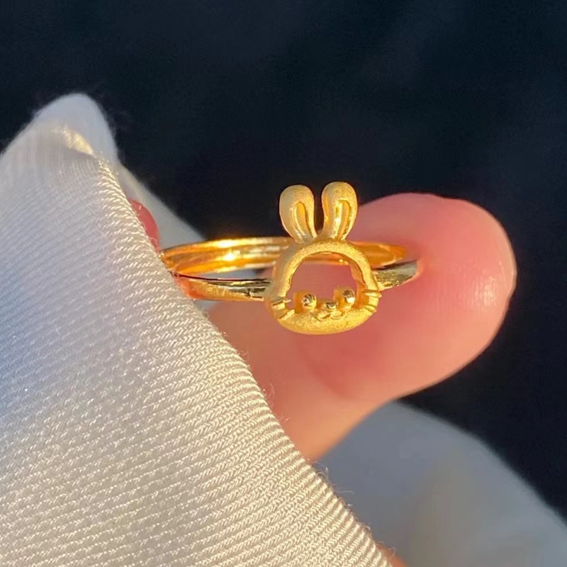 Benmingnian Baru Melubangi-out Rabbit Ring, Dua Belas Zodiak Cincin, Cincin Hewan Yang Indah, Hadiah Kecil Untuk Pacar